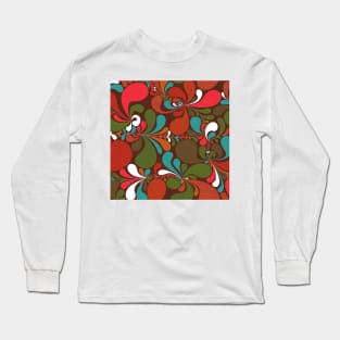 Groovy Folk Flowers, Maximalist Retro Decor / Summer of 1968 Long Sleeve T-Shirt